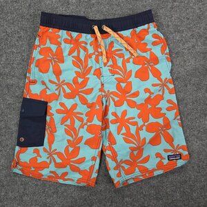 Patagonia Baggies Boardshorts Kalani‎ Floral Paintbrush Red 10" Lined Boys Large